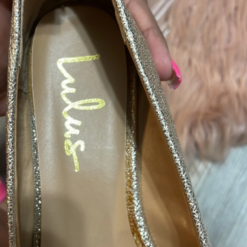 Lulu’s Charlotte Gold Sparkle Flat Size 6.5 - Picture 7 of 9